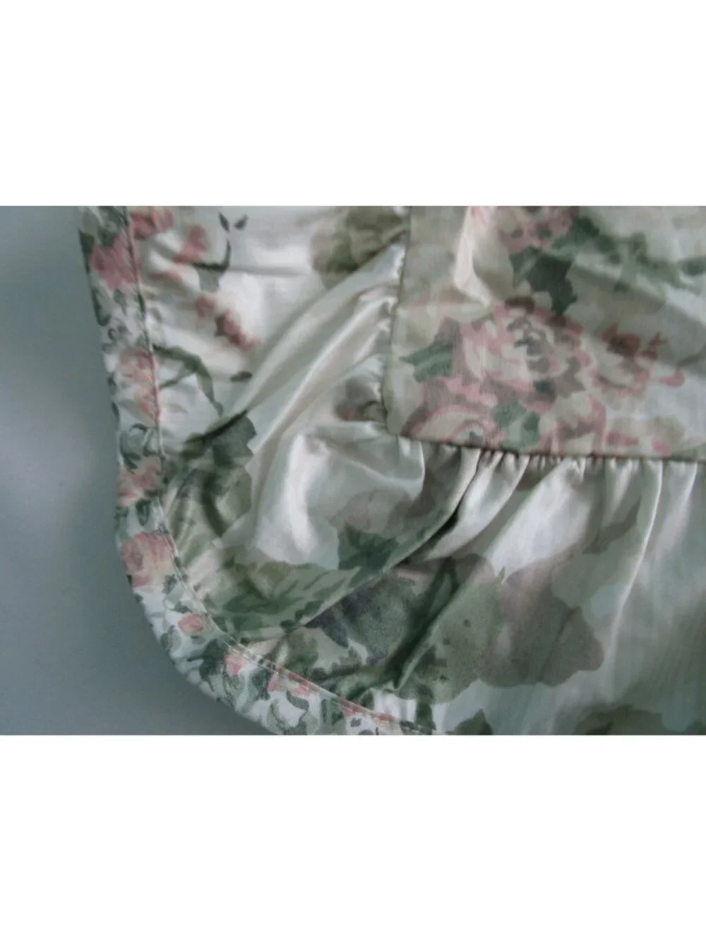 Chintz Floral Ruffled Pillow Sham Standard  Vintage Cottagecore Style Cotton Ble